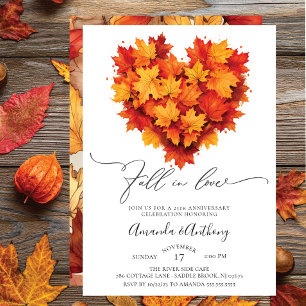 Invitation Cœur de feuille d'automne de la Saint-Valentin