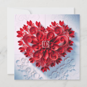 Invitation Cœur de papier de beauté - Sauvegarder la date ou
