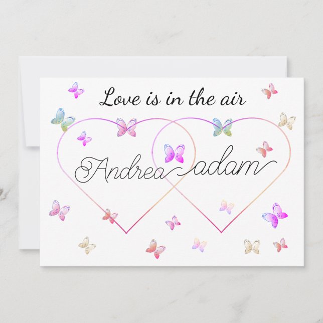 Invitation coeur de papillons volants modernes (Devant)