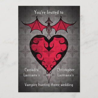Invitation Coeur de vampire victorien gothique en rouge