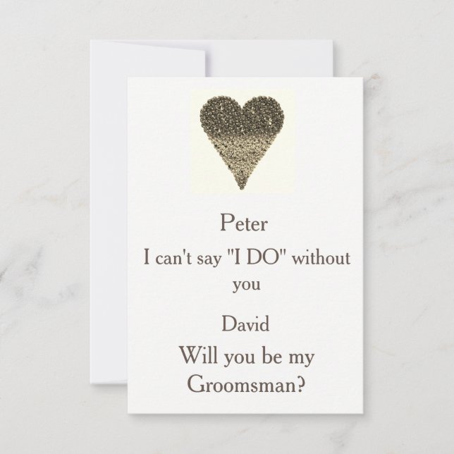 Invitation Cœur en bulle d'or Seras-tu mon témoin de mariage  (Devant)