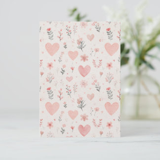 Invitation cœur floral doux dans des tons rose neu