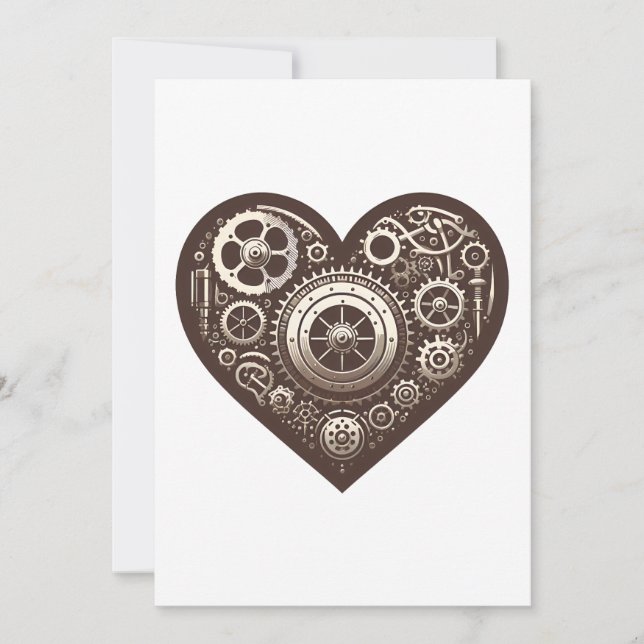 Invitation Coeur mécanique Steampunk (Devant)