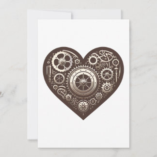 Invitation Coeur mécanique Steampunk