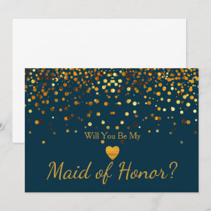Invitation Cœur pailleté or faux témoin de mariage