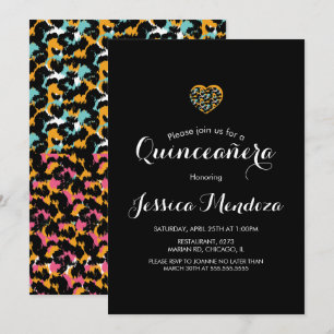 Invitation Coeur poster de animal Quinceañera Sweet 16 Invita
