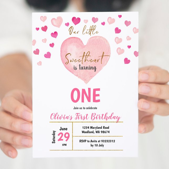 Invitation Coeur ROSE Petit amour Saint-Valentin Anniversaire (Créateur téléchargé)