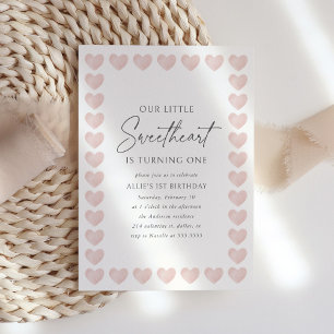 Invitation Coeur rose Petit amour Valentines Anniversaire