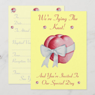 Invitation coeur rouge attaché avec joli arc blanc pour maria