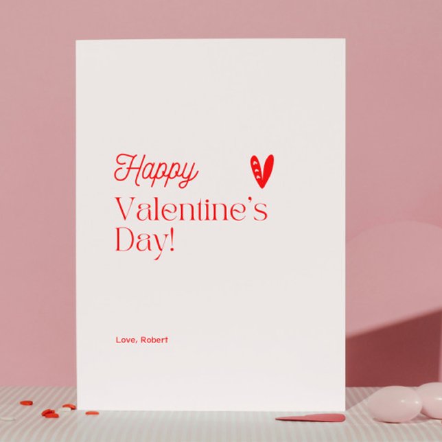 Invitation Coeur rouge Beige typographique Saint Valentin (Créateur téléchargé)