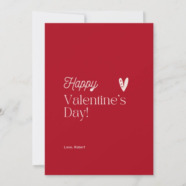 Invitation Coeur rouge et beige Typographie Saint-Valentin (Devant)