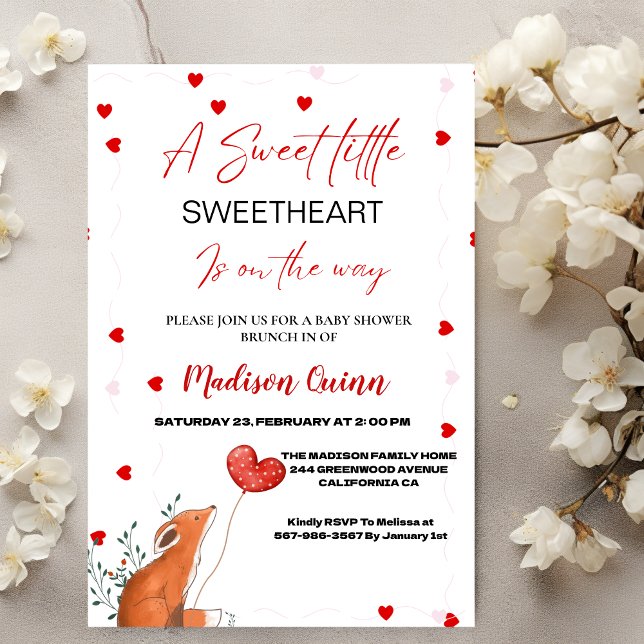 Invitation Coeur rouge et rose ValentineBaby shower amour (Créateur téléchargé)