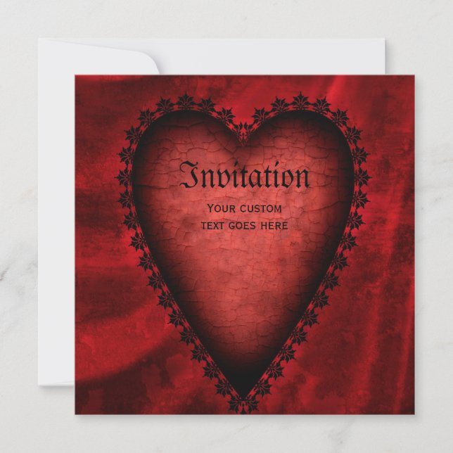 Invitation Coeur rouge gothique (Devant)