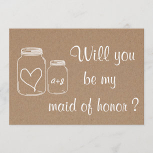 Invitation Coeur Rustique Serez-Vous Ma Fille D'Honneur ?