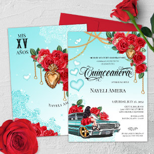 Invitation Coeur Sacré Quinceanera Lowrider Chola Chicana