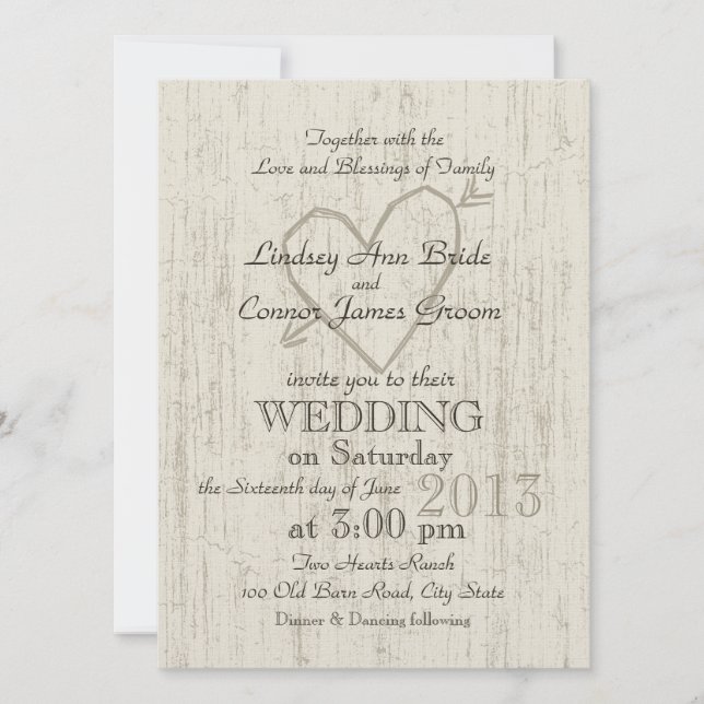 Invitation Coeur sculpté Mariage (Devant)