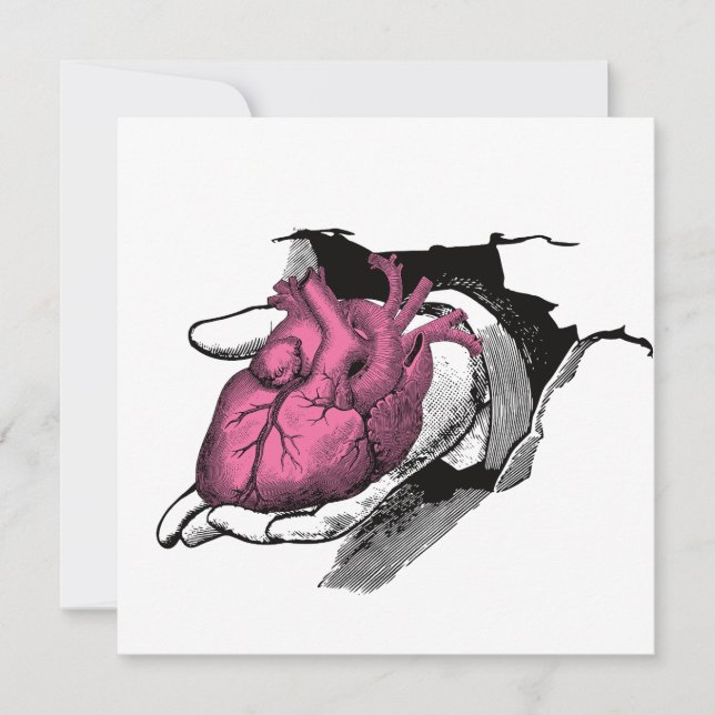 Invitation Coeur vintage à la main à travers la fissure (Devant)