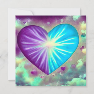 Invitation Cœur violet et bleu