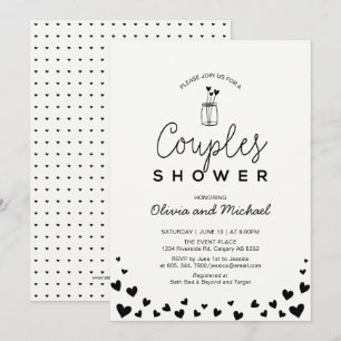 Invitation Coeur, Wedding shower Mason Jar_Chic Couples Noirs