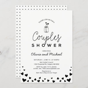 Invitation Coeur, Wedding shower Mason Jar_Chic Couples Noirs
