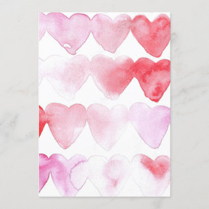 Invitation cœurs aquarelle rouge et rose