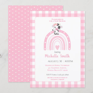 Invitation Coeurs arc-en-ciel de vache mignonne En vichy fill