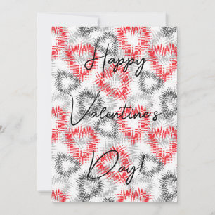 Invitation Coeurs brisés en rouge et gris sur blanc