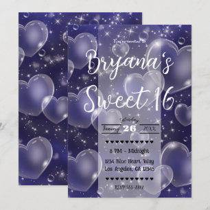 Invitation Cœurs Bulles Rose Fille Mignonne Anniversaire 90's