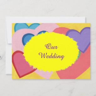 Invitation Coeurs colorés Couché Personnalisé Mariage Invitat