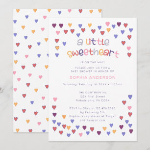 Invitation Coeurs colorés Un petit Baby shower amoureux