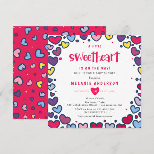 Invitation Coeurs colorés Un petit Baby shower amoureux