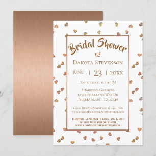 Invitation Coeurs Confetti Or rose Fête des mariées moderne