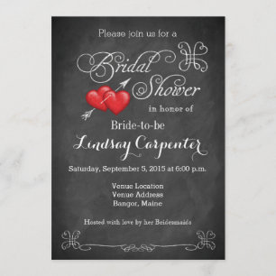 Invitation Coeurs d'amour, Fête de la mariée de tableau de