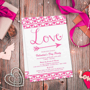 Invitation Coeurs d'amour rose et blanc Saint Valentin