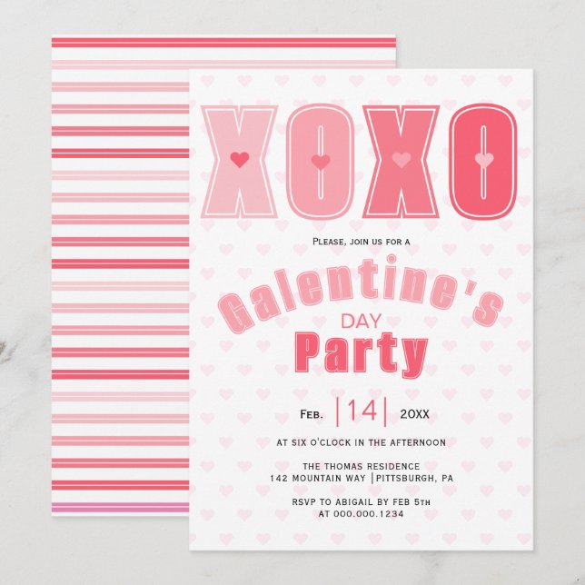 Invitation Coeurs d'AMOUR rose moderne Galentines Fête du jou (Devant / Derrière)