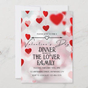 Invitation Coeurs d'amour rose Saint Valentin