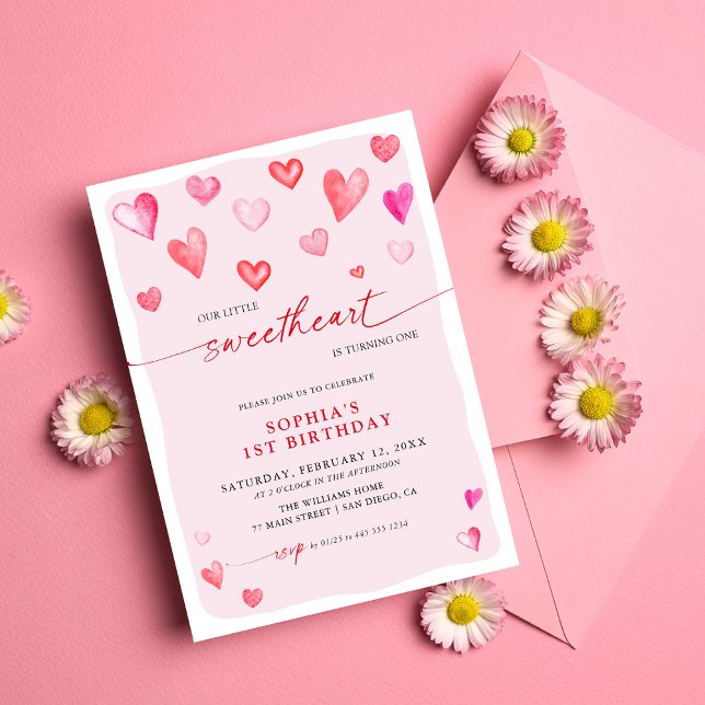 Invitation Coeurs d'anniversaire de Little Sweetheart (Créateur téléchargé)