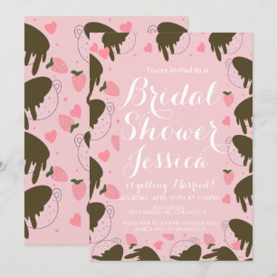 Invitation Cœurs de café mignons au chocolat et aux fraises d