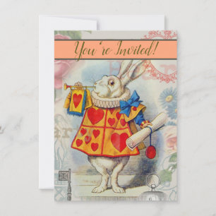 Invitation Coeurs de lapin blanc Alice Classic