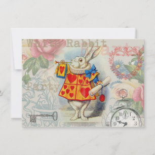 Invitation Cœurs de Lapin Blanc Alice Classique