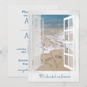 Invitation Coeurs de mariage de plage avec des noms dans la f