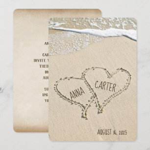 Invitation Coeurs de plage mariages avec surf