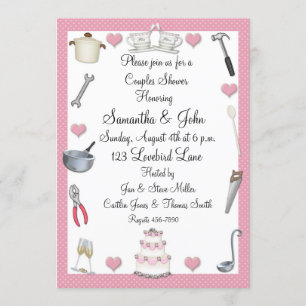Invitation Coeurs de rose de douche de couples