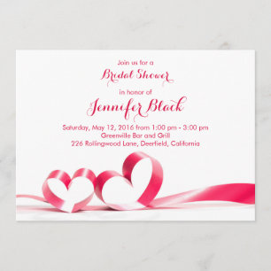 Invitation Coeurs de ruban simples Fête des mariées de Valent