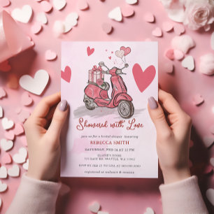 Invitation Coeurs de Scooter rose Valentines Fête des mariées