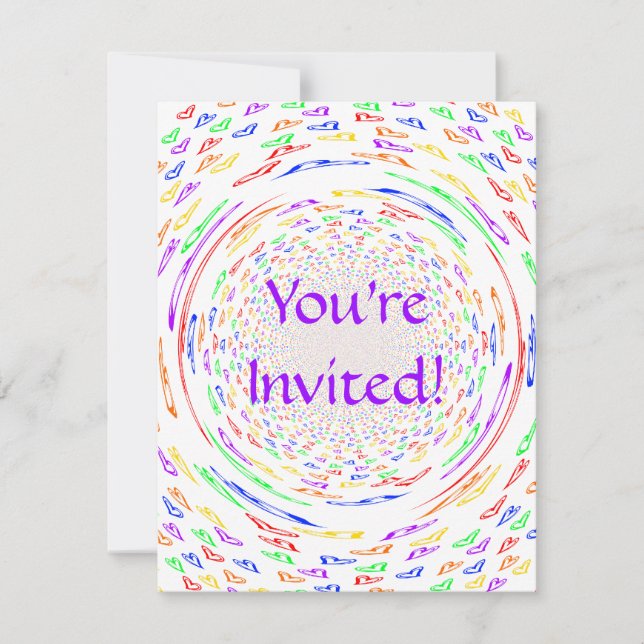 Invitation Coeurs de tourbillon (Devant)