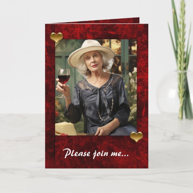 Invitation Coeurs de vacances rouges avec porte photo (Devant)