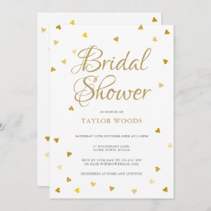 Invitation Coeurs d'or confetti nuptiale