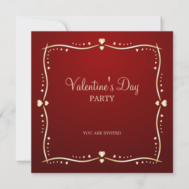 Invitation Coeurs d'or Saint Valentin (Devant)