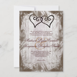 Invitation Coeurs doubles imbriqués Mariage rustique Invite